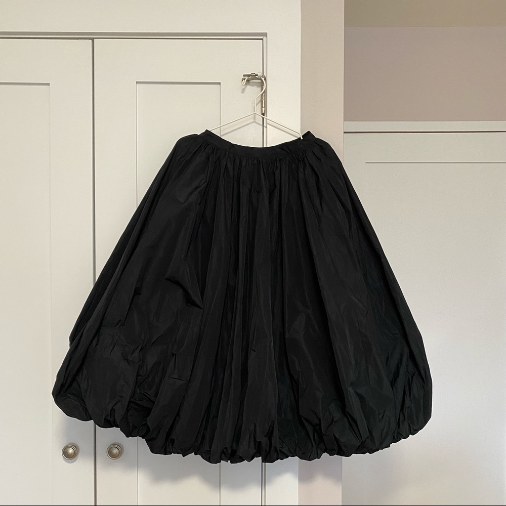 CO Bubble Hem Skirt in Lightweight Black Taffeta